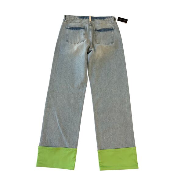 NWT Wandler High Rise Straight Leg Folded Denim Jeans Womens Size 32 Blue Green - Picture 2 of 16